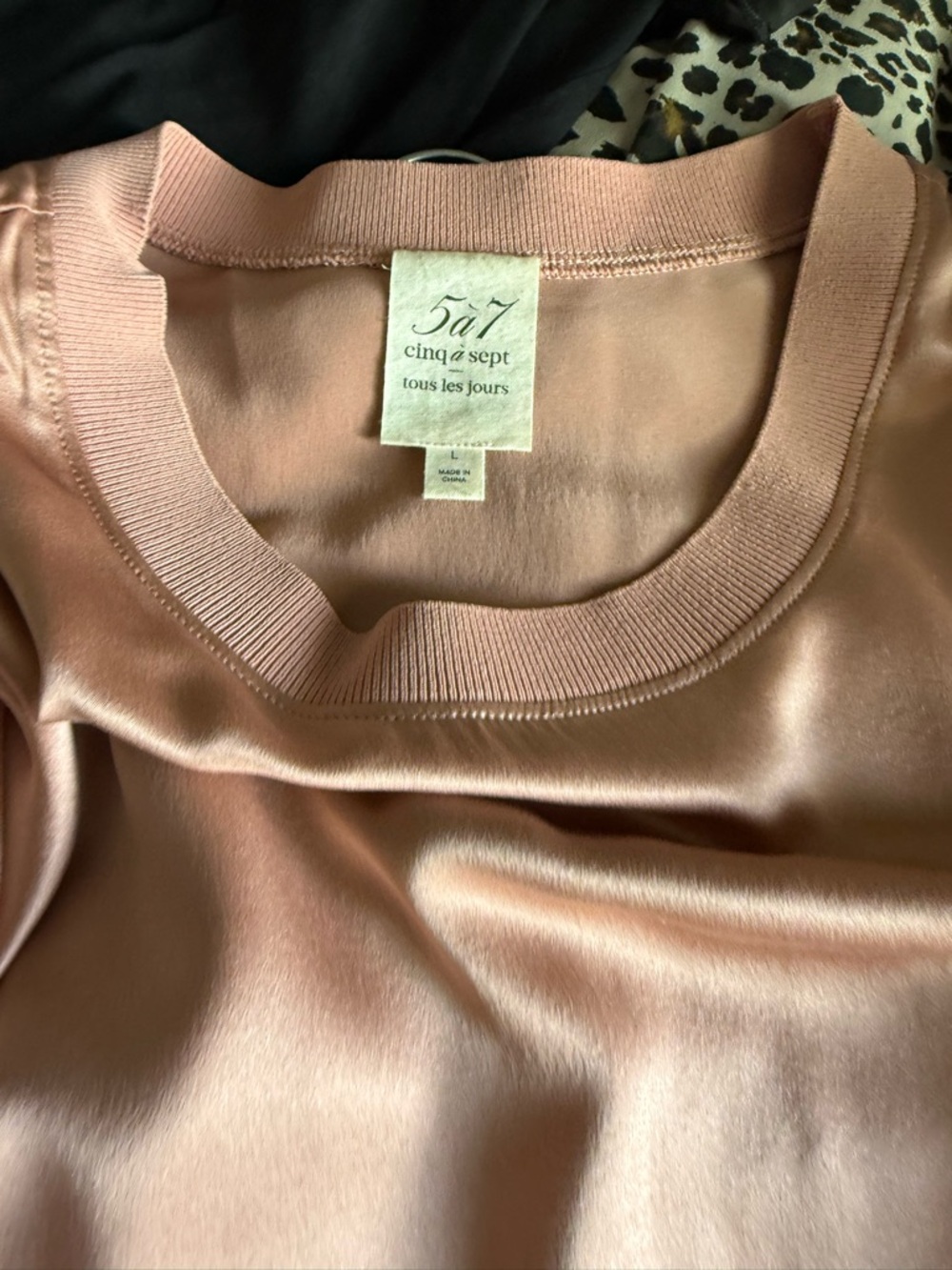 cinq a sept Dusty Rose Satin Crewneck Blouse